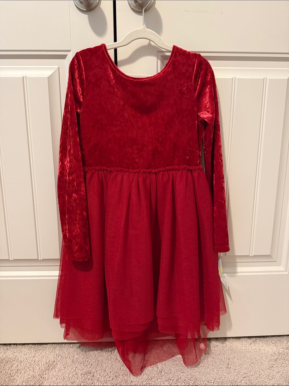Cat & Jack Red Velvet & Tulle Long-Sleeve Party Dress